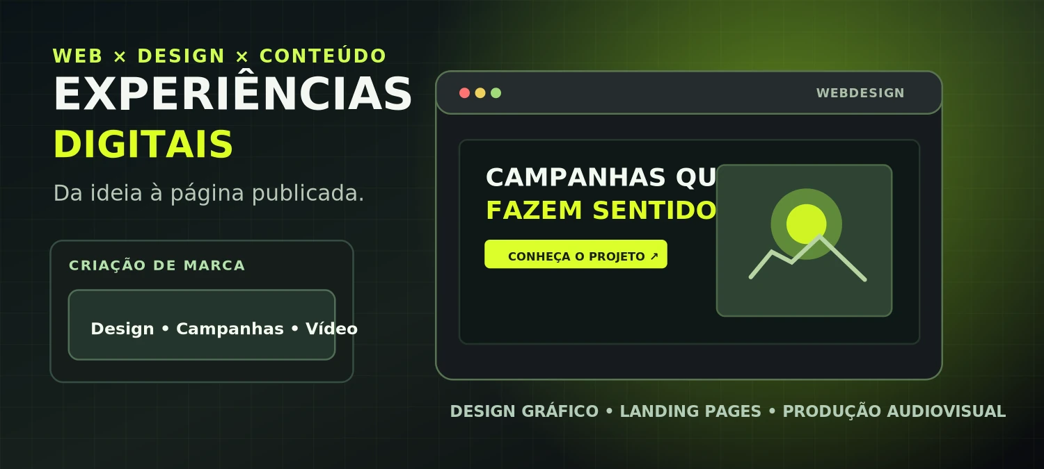 Composição ilustrativa de landing page e peças de design de campanhas digitais