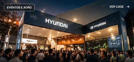 Composição ilustrativa de um estande Hyundai em evento setorial